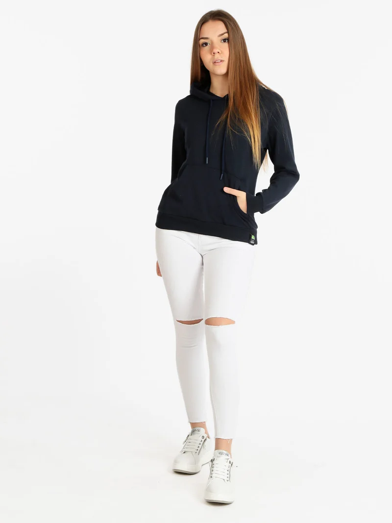 Felpa leggera donna con cappuccio - blu scuro