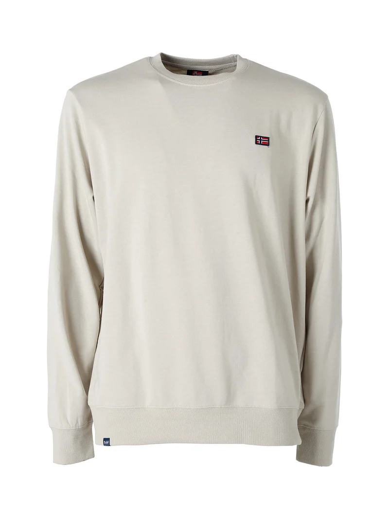Felpa girocollo da uomo in misto cotone con logo - beige