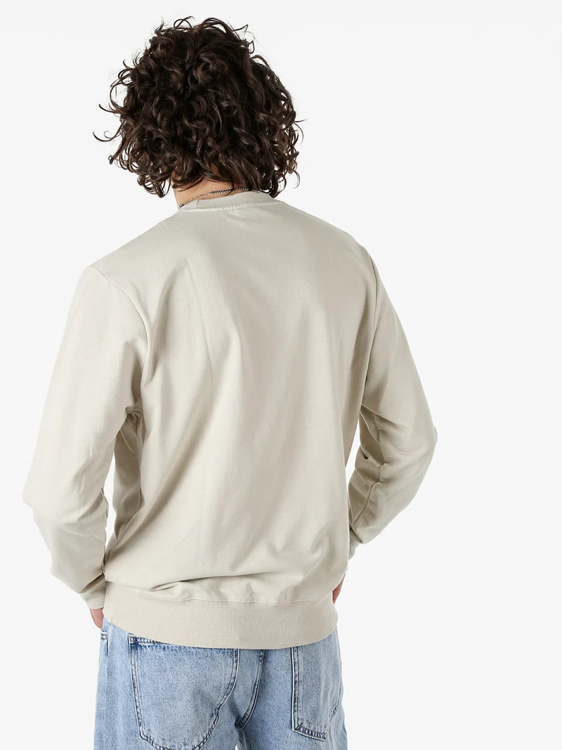 Felpa girocollo da uomo in misto cotone con logo - beige