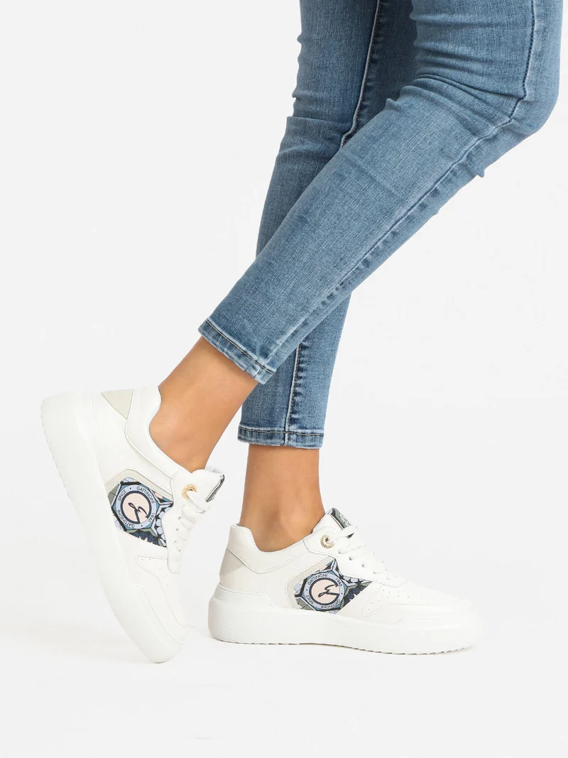 Sneakers casual donna con zeppa - bianco