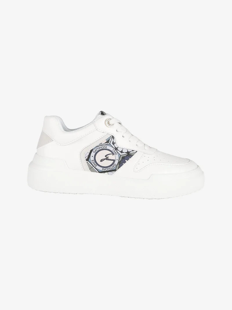Sneakers casual donna con zeppa - bianco