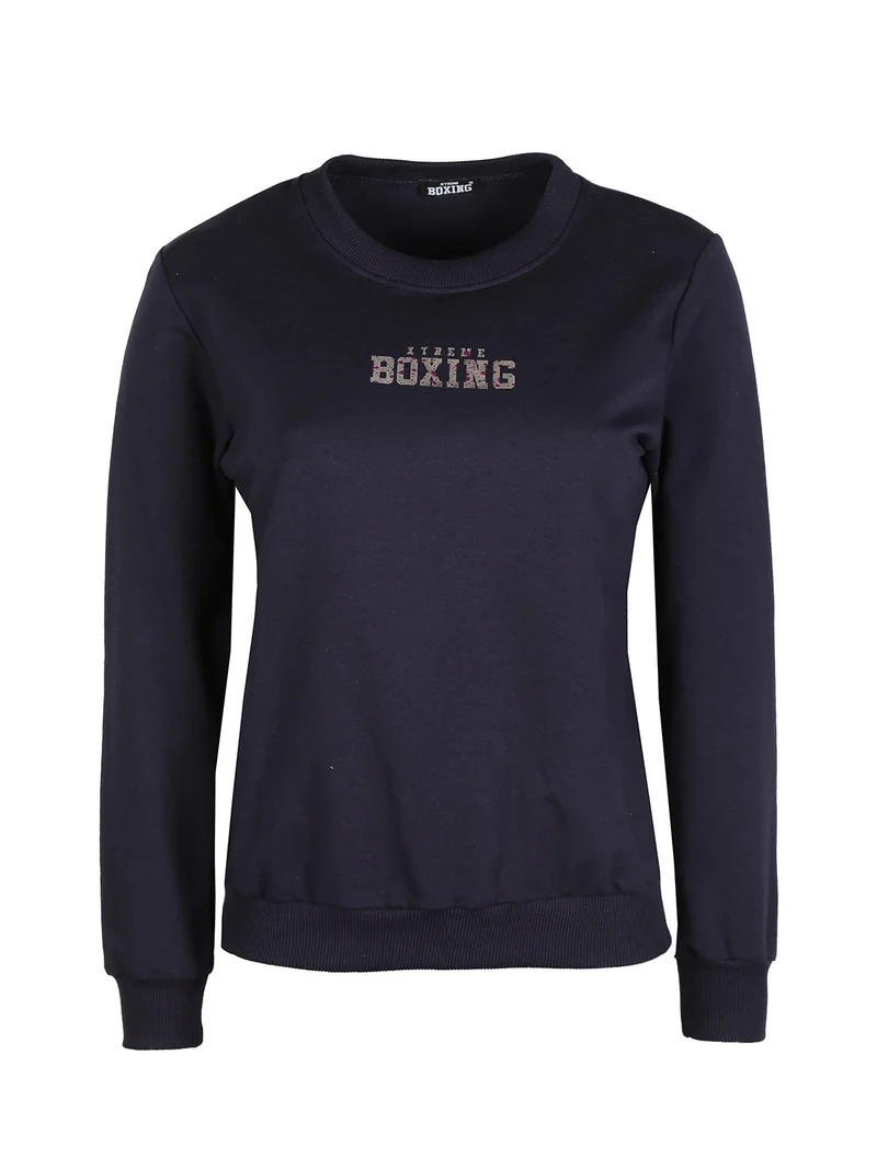 Felpa leggera da donna con scritta - blu scuro