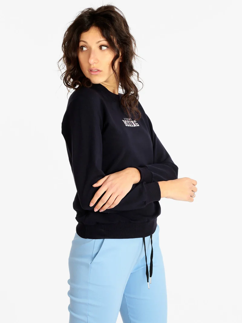 Felpa leggera da donna con scritta - blu scuro