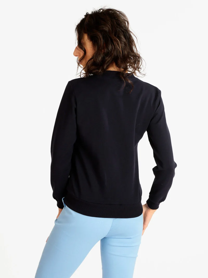 Felpa leggera da donna con scritta - blu scuro