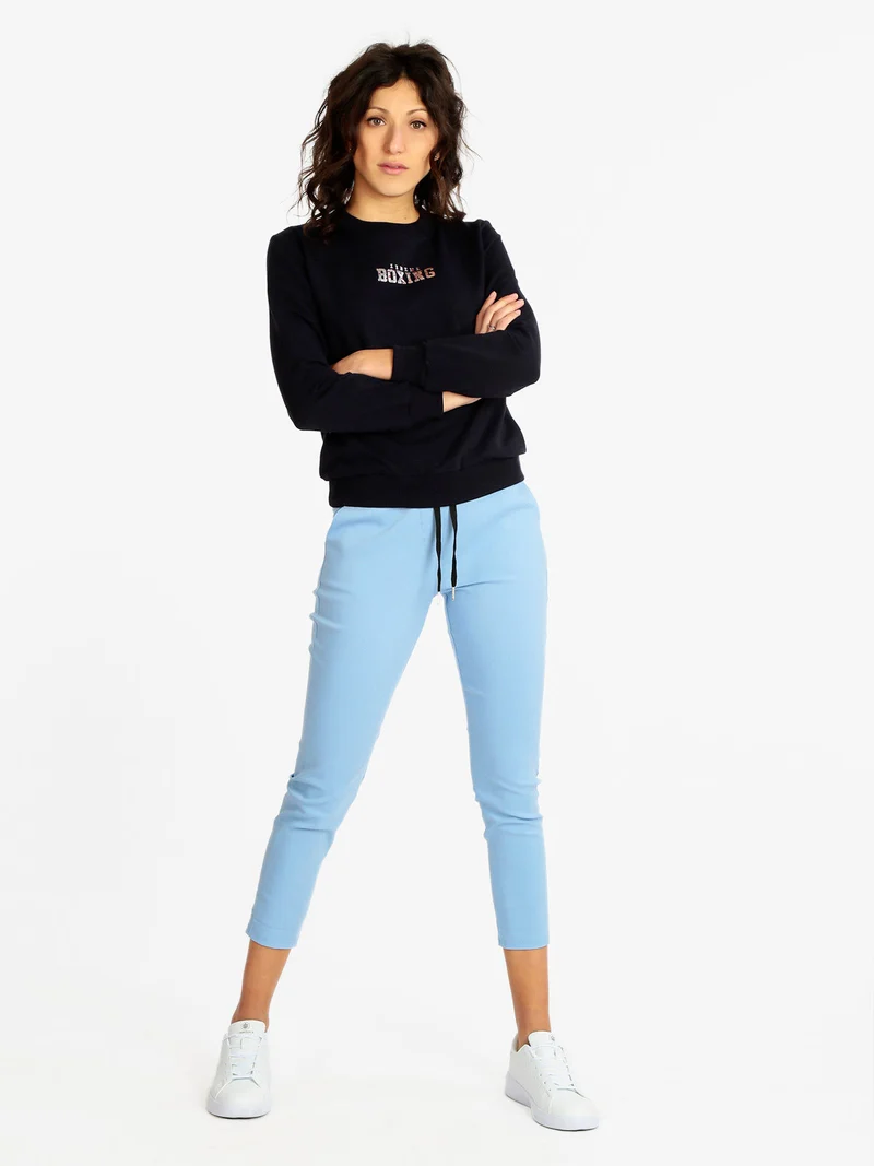 Felpa leggera da donna con scritta - blu scuro