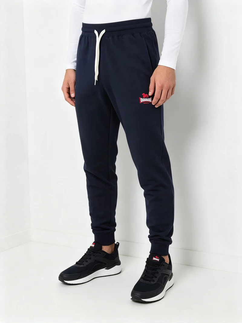 Pantaloni sportivi da uomo con coulisse e polsini - blu scuro