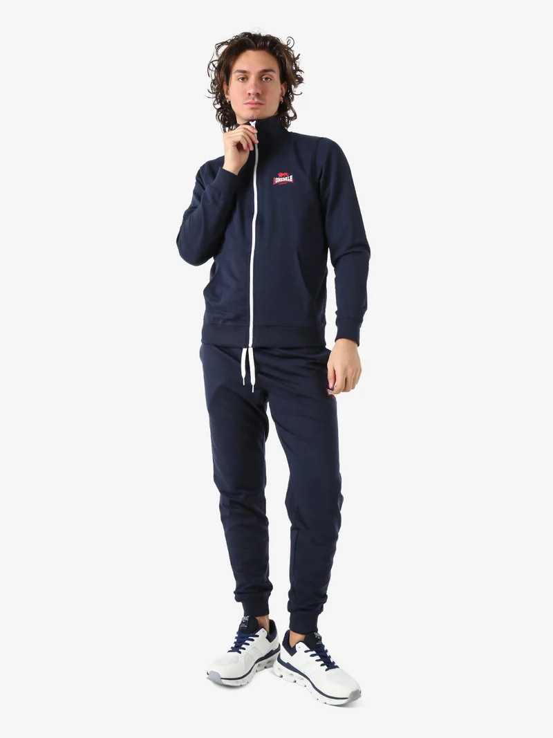 Pantaloni sportivi da uomo con coulisse e polsini - blu scuro