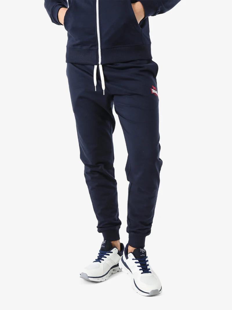 Pantaloni sportivi da uomo con coulisse e polsini - blu scuro