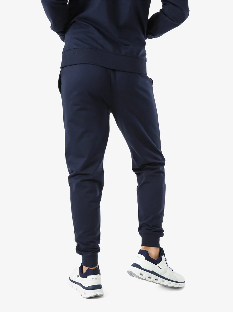 Pantaloni sportivi da uomo con coulisse e polsini - blu scuro