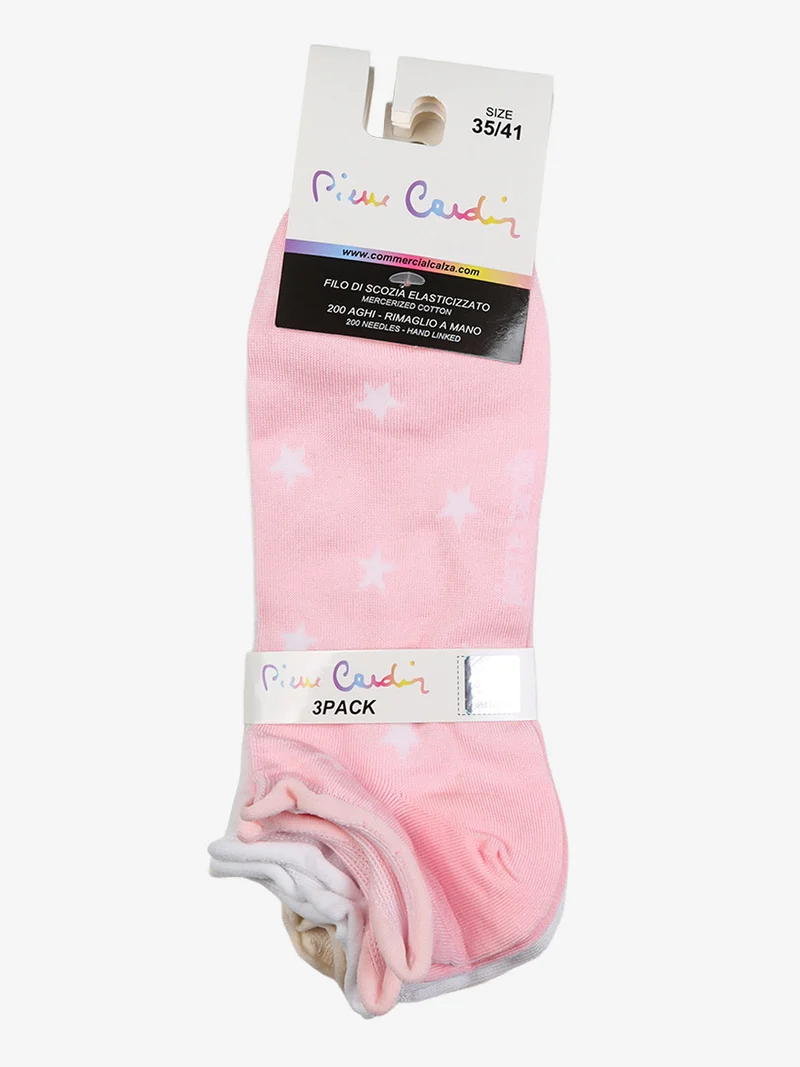 Confezione da 3 paia di calze corte da donna in filo di scozia - rosa
