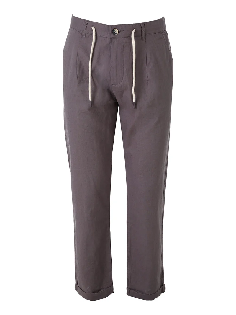 Pantaloni da uomo in misto lino e cotone - taupe