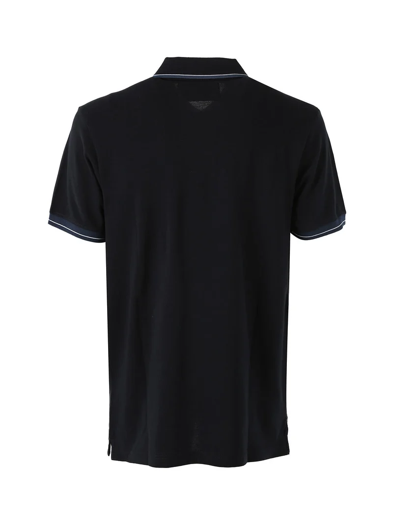 Polo da uomo in cotone a maniche corte con logo - blu scuro