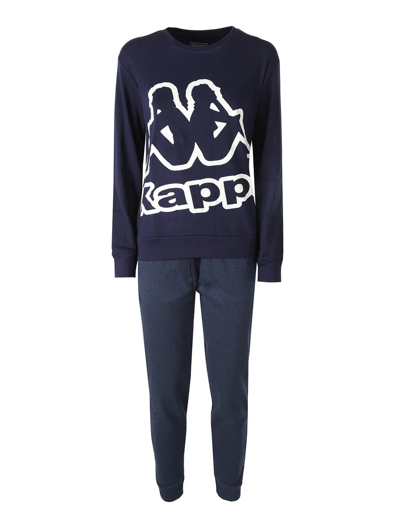 Pigiama donna in cotone interlock con logo - blu scuro