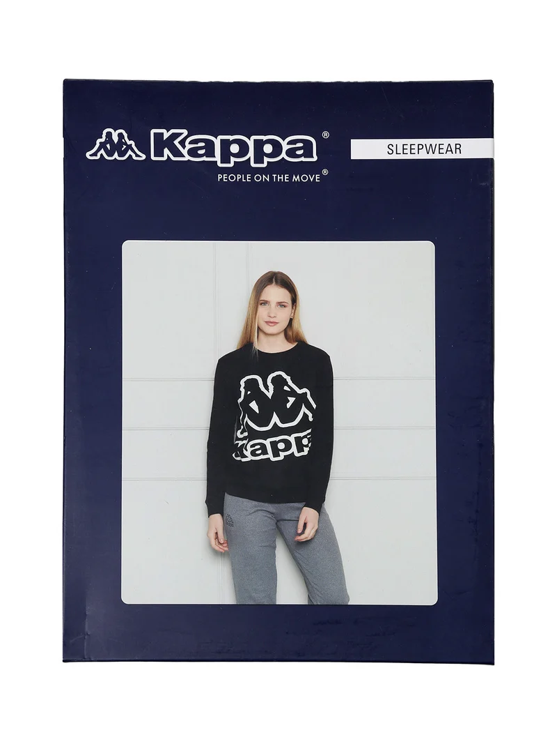 Pigiama donna in cotone interlock con logo - blu scuro