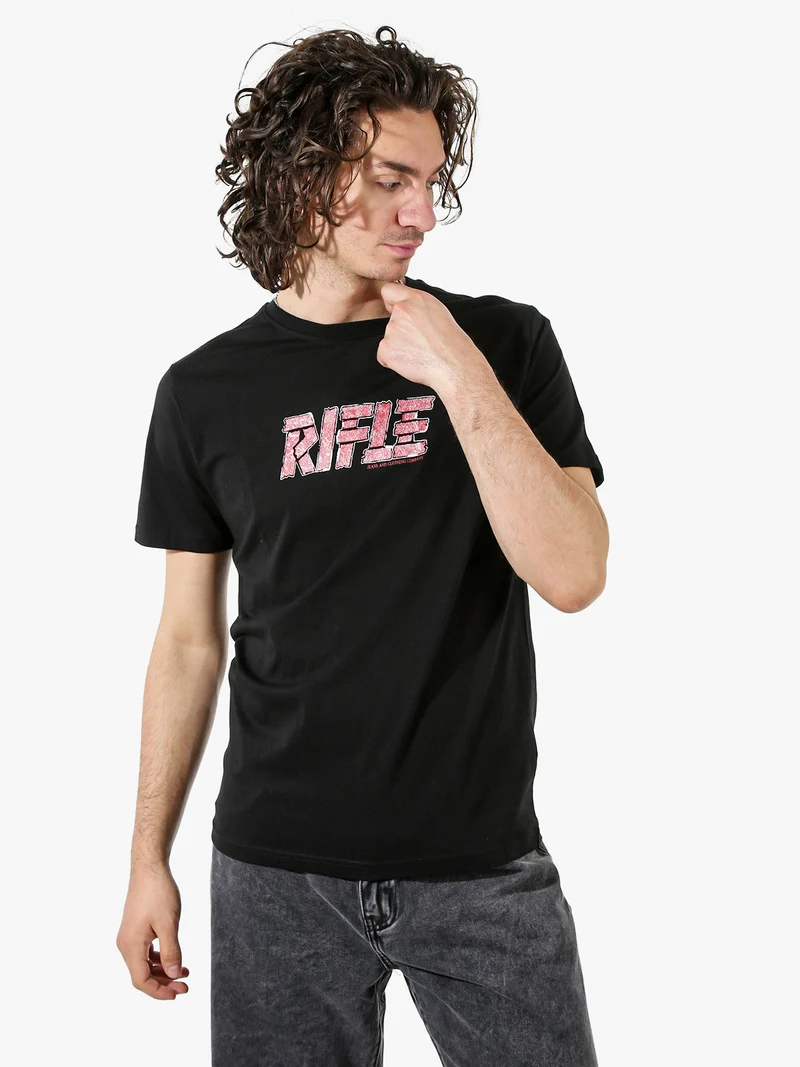 T-shirt in cotone da uomo con logo - nero