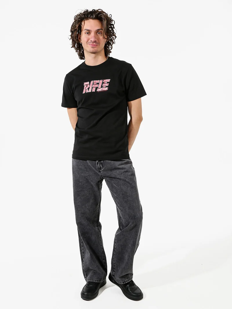 T-shirt in cotone da uomo con logo - nero