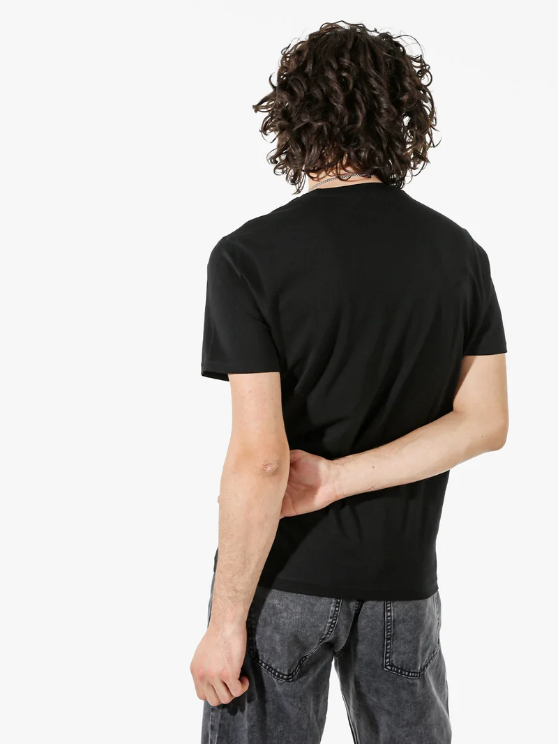 T-shirt in cotone da uomo con logo - nero