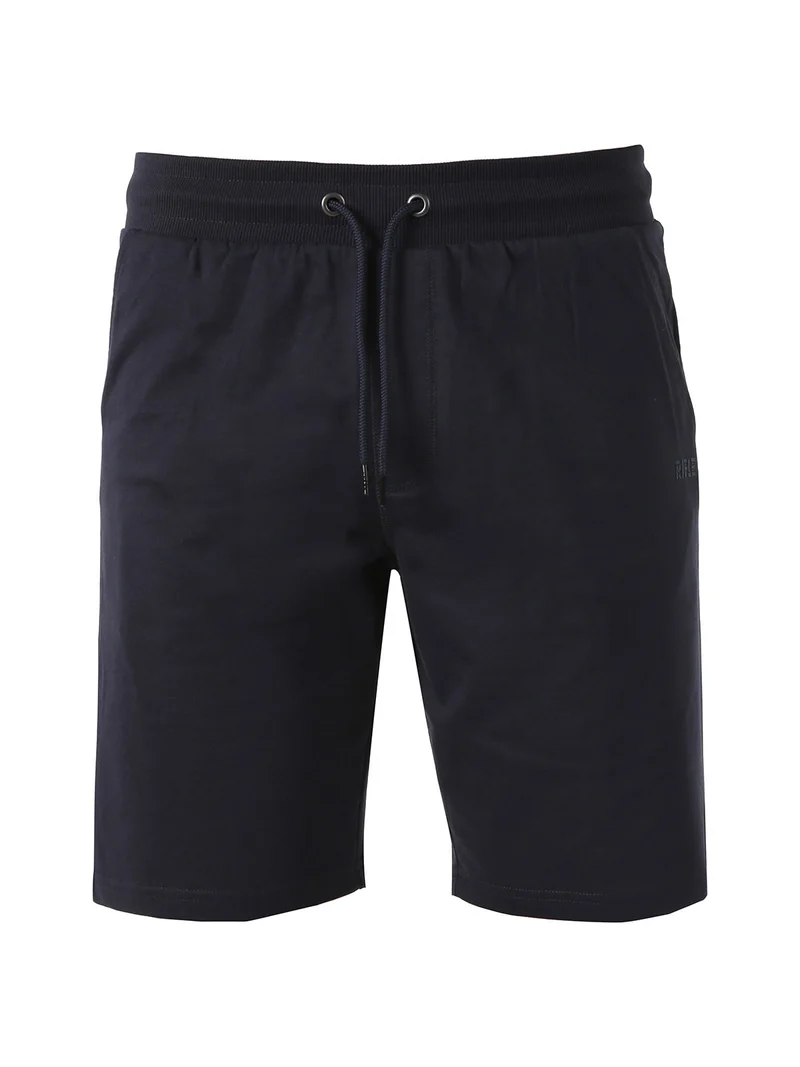 Bermuda da uomo in felpa di cotone con coulisse - blu scuro