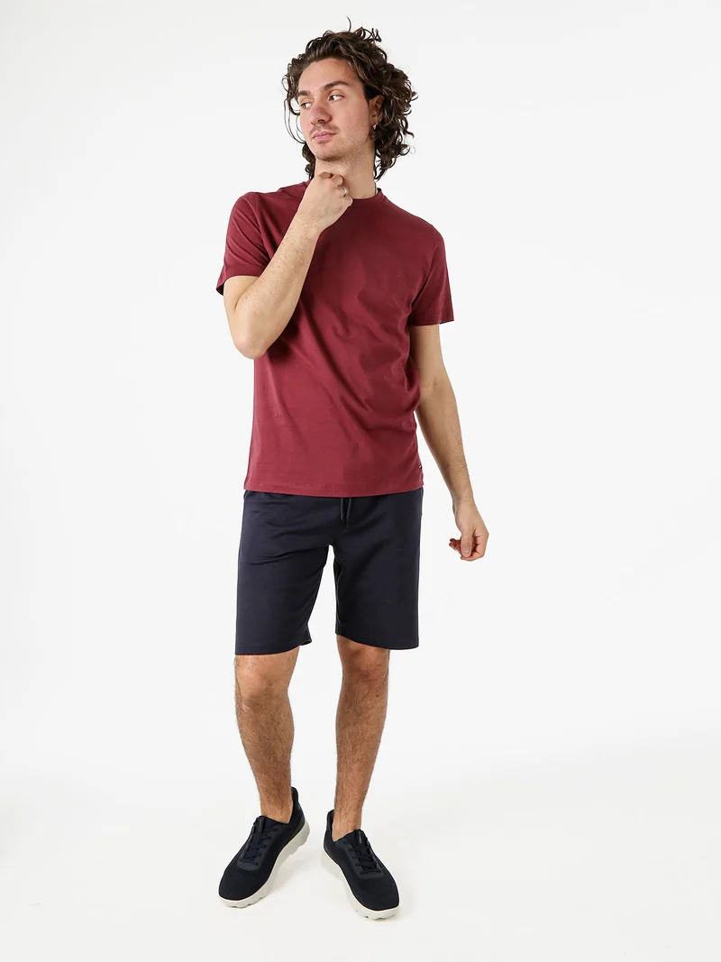 Bermuda da uomo in felpa di cotone con coulisse - blu scuro