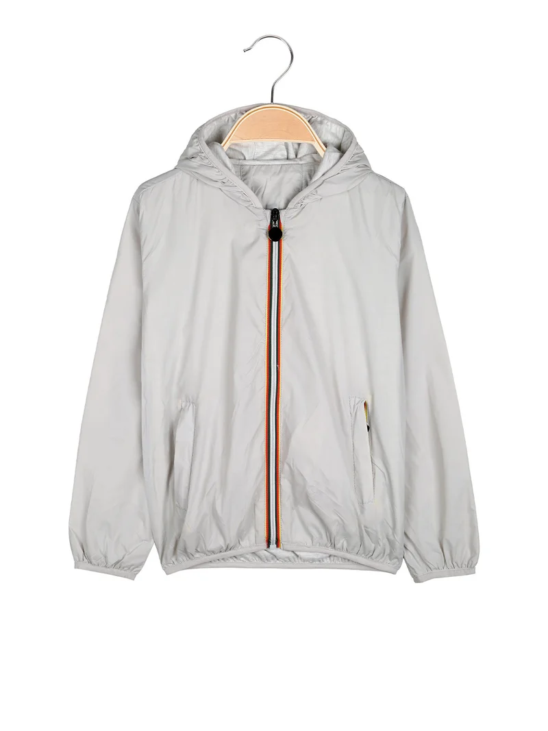 Giacca a vento da bambino con cappuccio e zip - beige