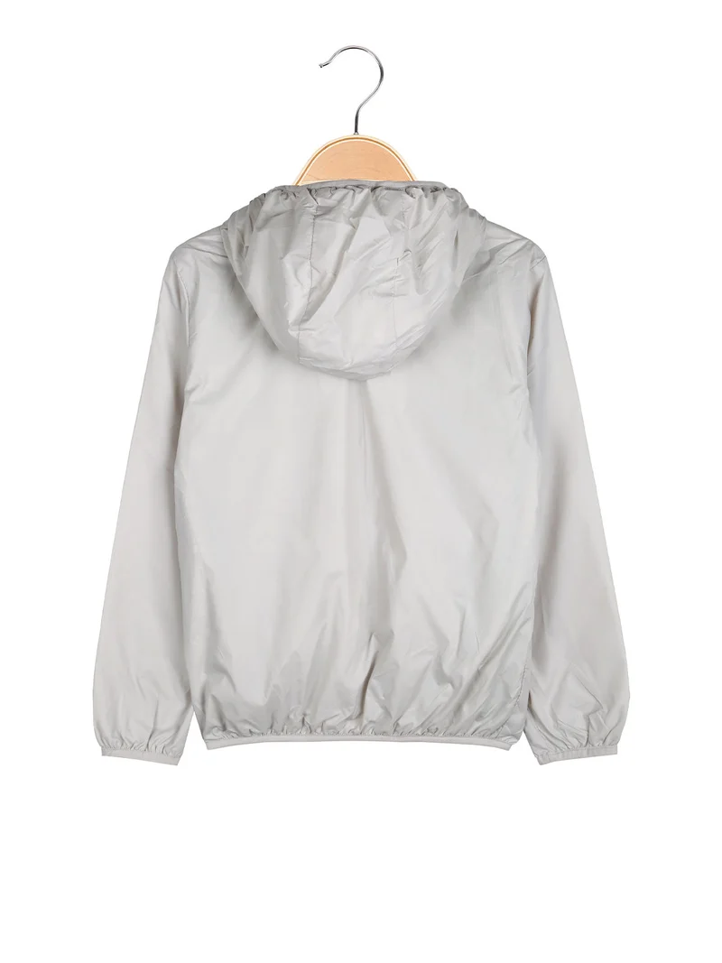 Giacca a vento da bambino con cappuccio e zip - beige