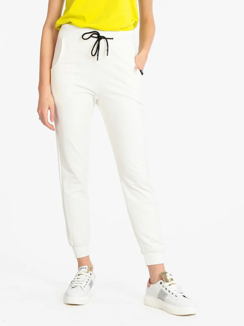 Pantaloni sportivi leggeri donna - panna