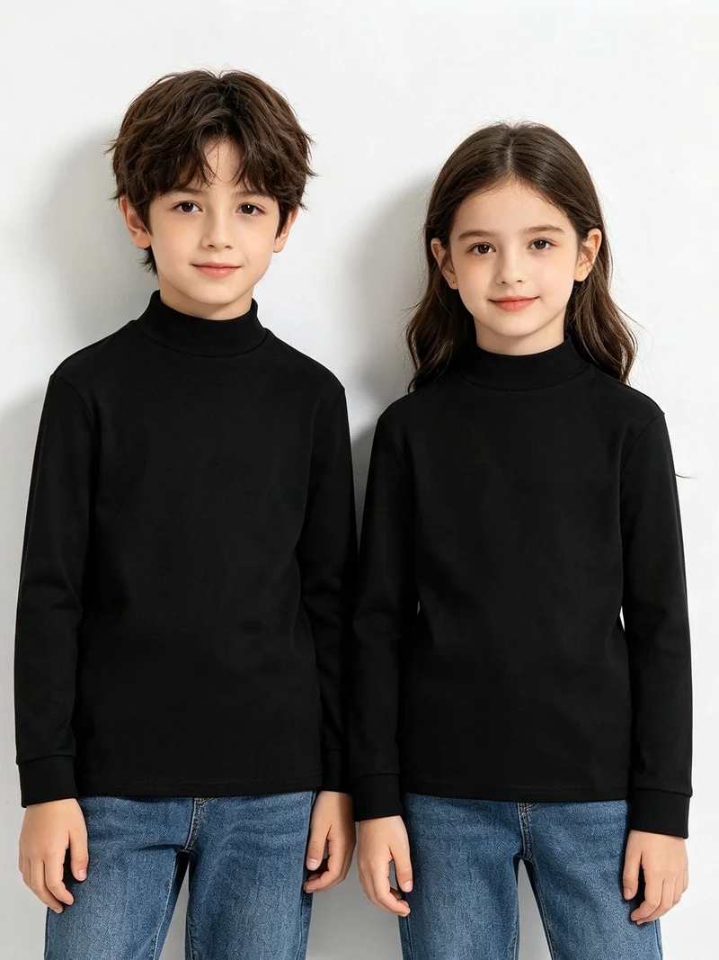 Maglia a lupetto da bambini a maniche lunghe - nero