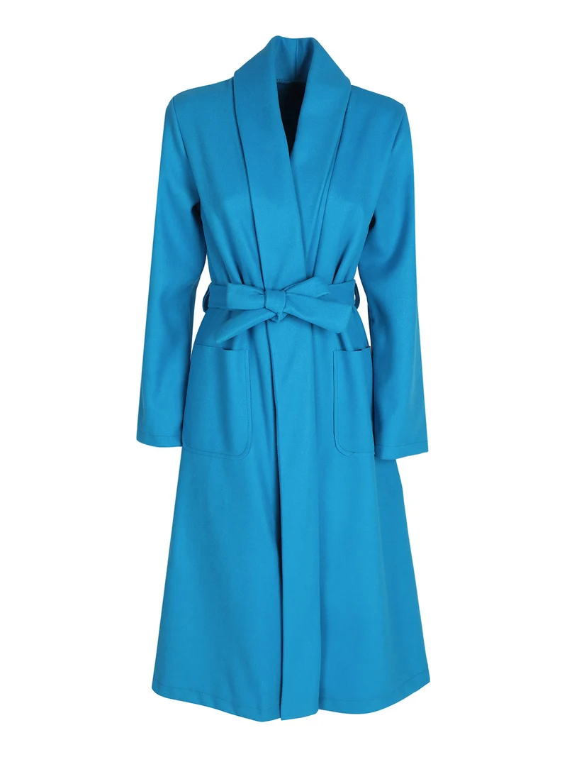 Cappotto classico donna con cintura - turchese