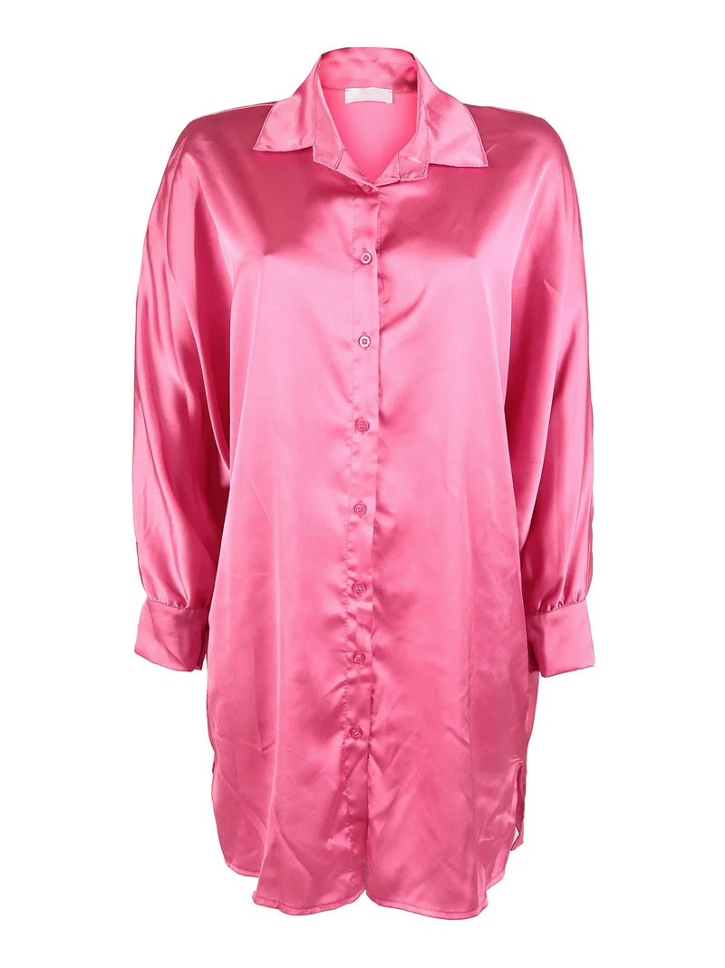 Maxi camicia donna con manica a pipistrello - fucsia