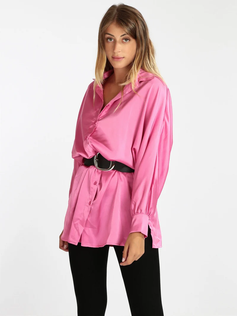 Maxi camicia donna con manica a pipistrello - fucsia