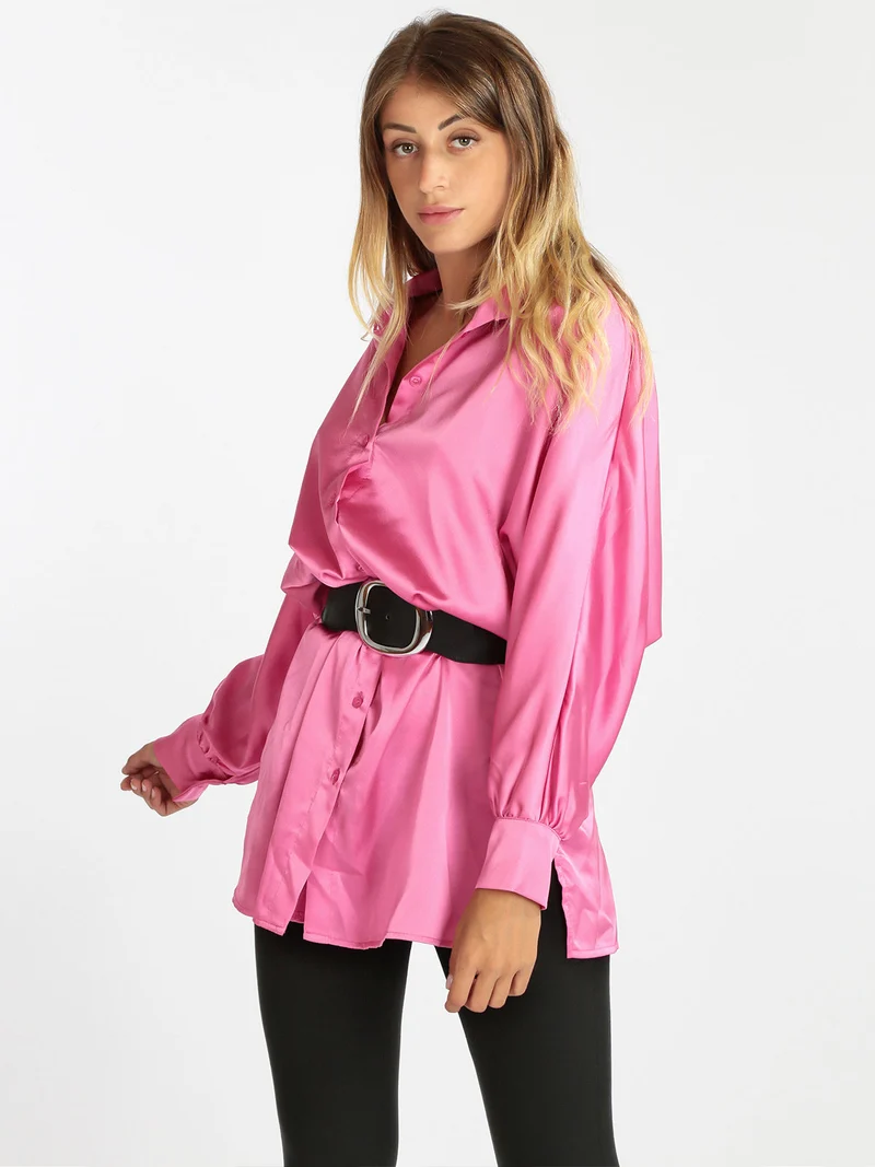 Maxi camicia donna con manica a pipistrello - fucsia