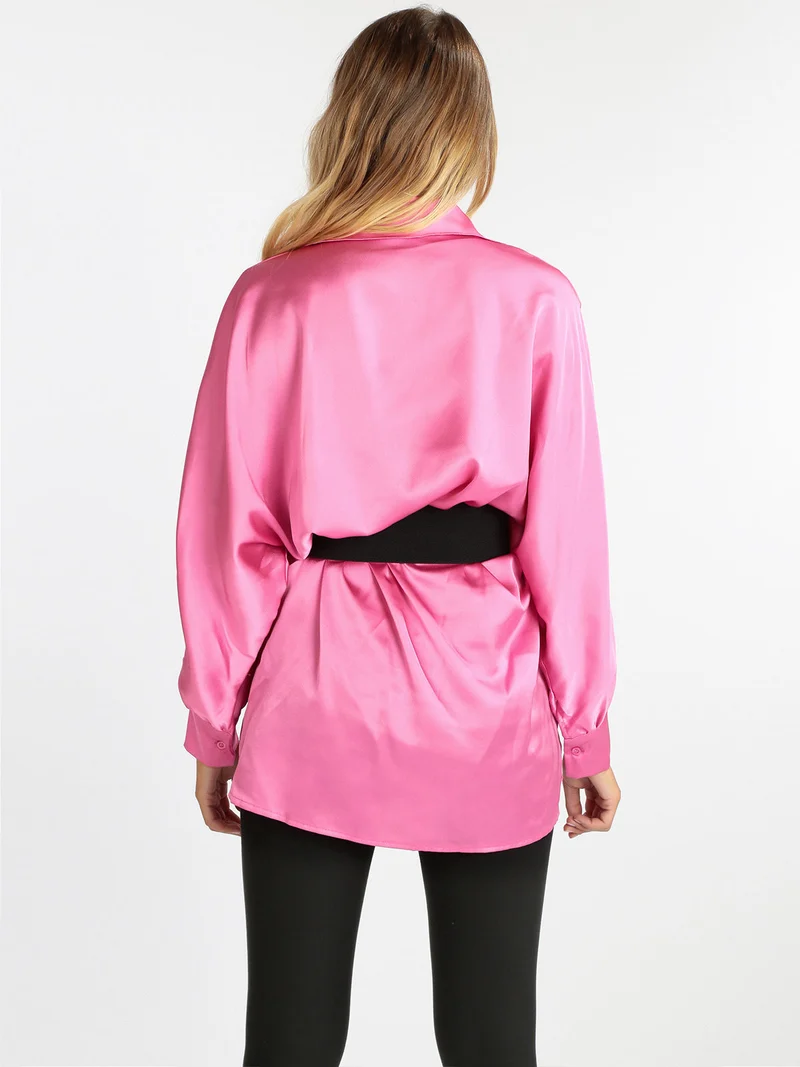 Maxi camicia donna con manica a pipistrello - fucsia