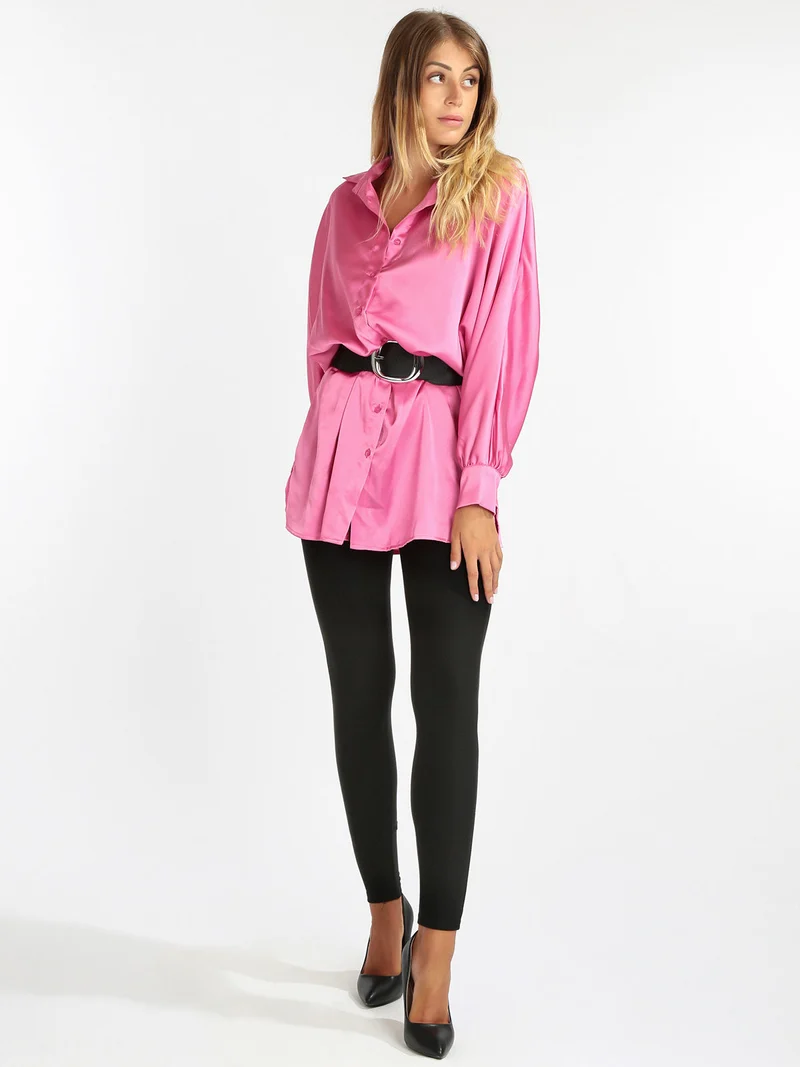 Maxi camicia donna con manica a pipistrello - fucsia