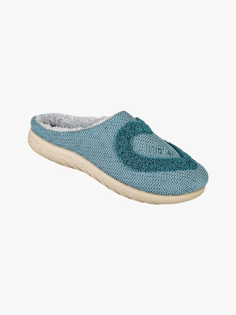 Pantofole donna con ecopelliccia e cuore - turchese