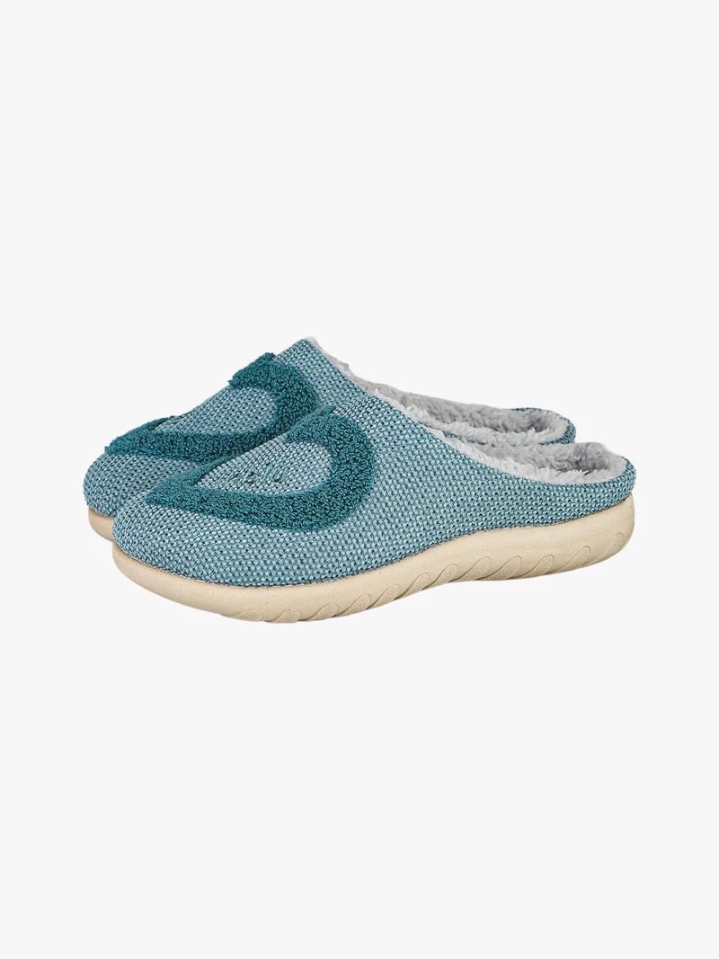 Pantofole donna con ecopelliccia e cuore - turchese
