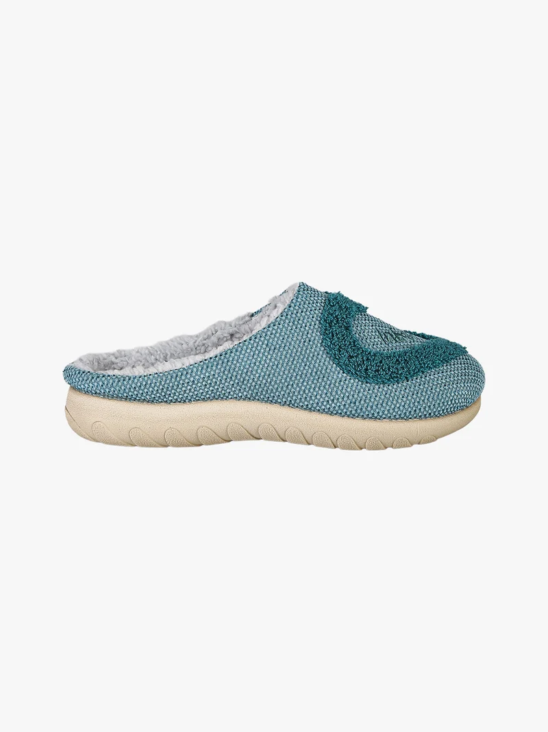 Pantofole donna con ecopelliccia e cuore - turchese