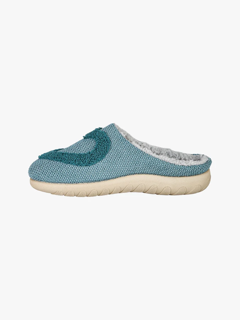 Pantofole donna con ecopelliccia e cuore - turchese