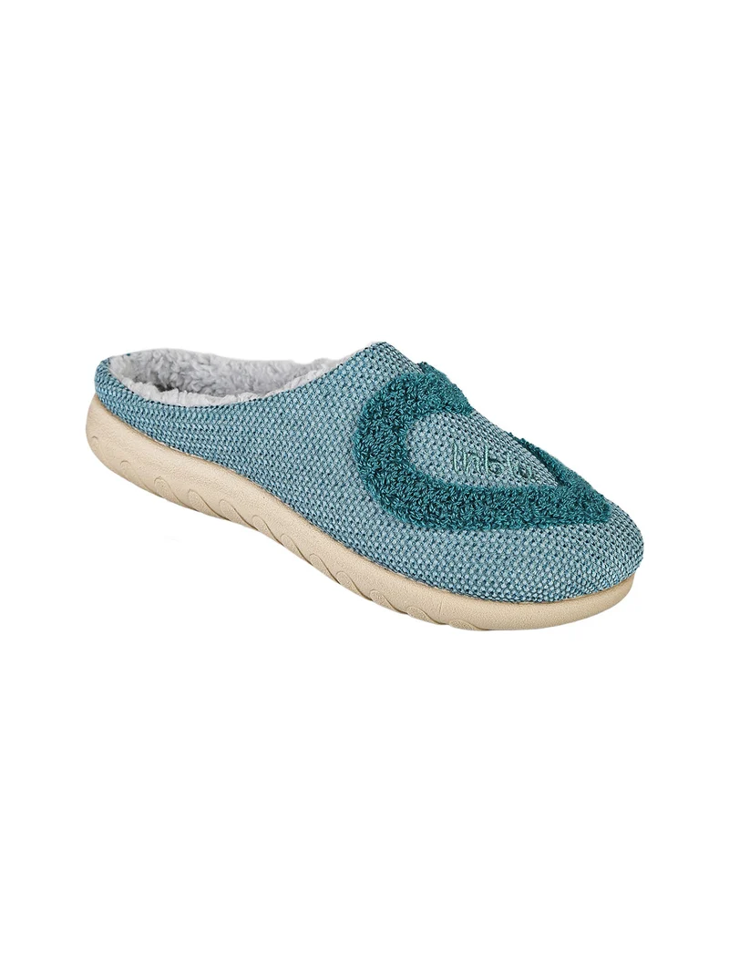Pantofole donna con ecopelliccia e cuore - turchese