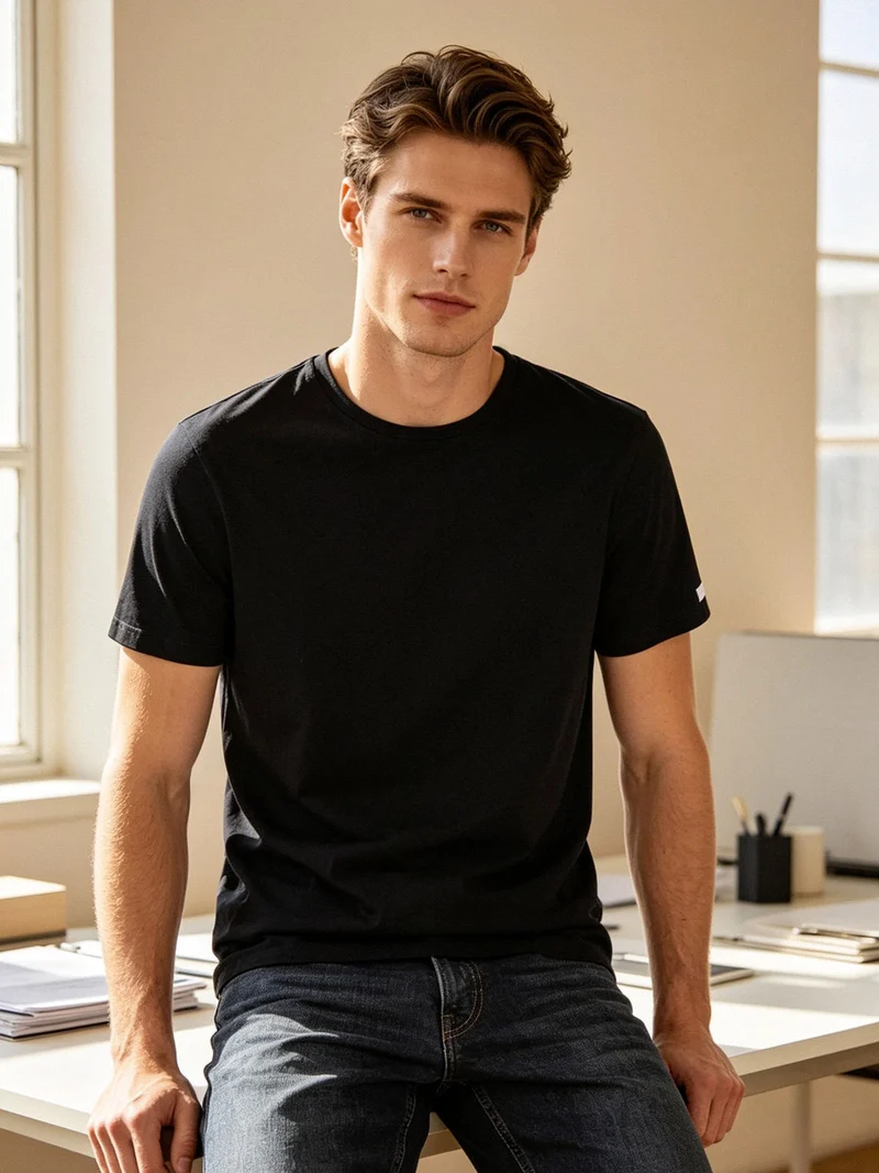 Maglia intima da uomo girocollo - nero