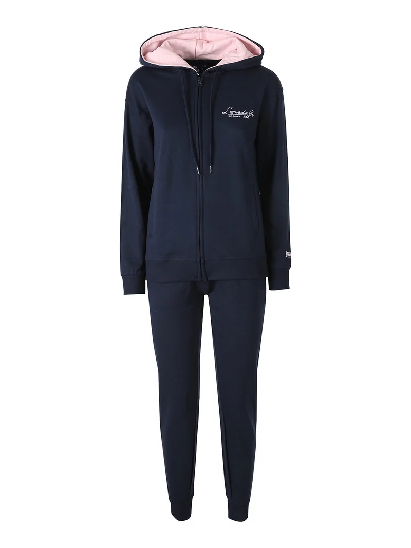 Completo tuta da donna con cappuccio e zip - blu scuro