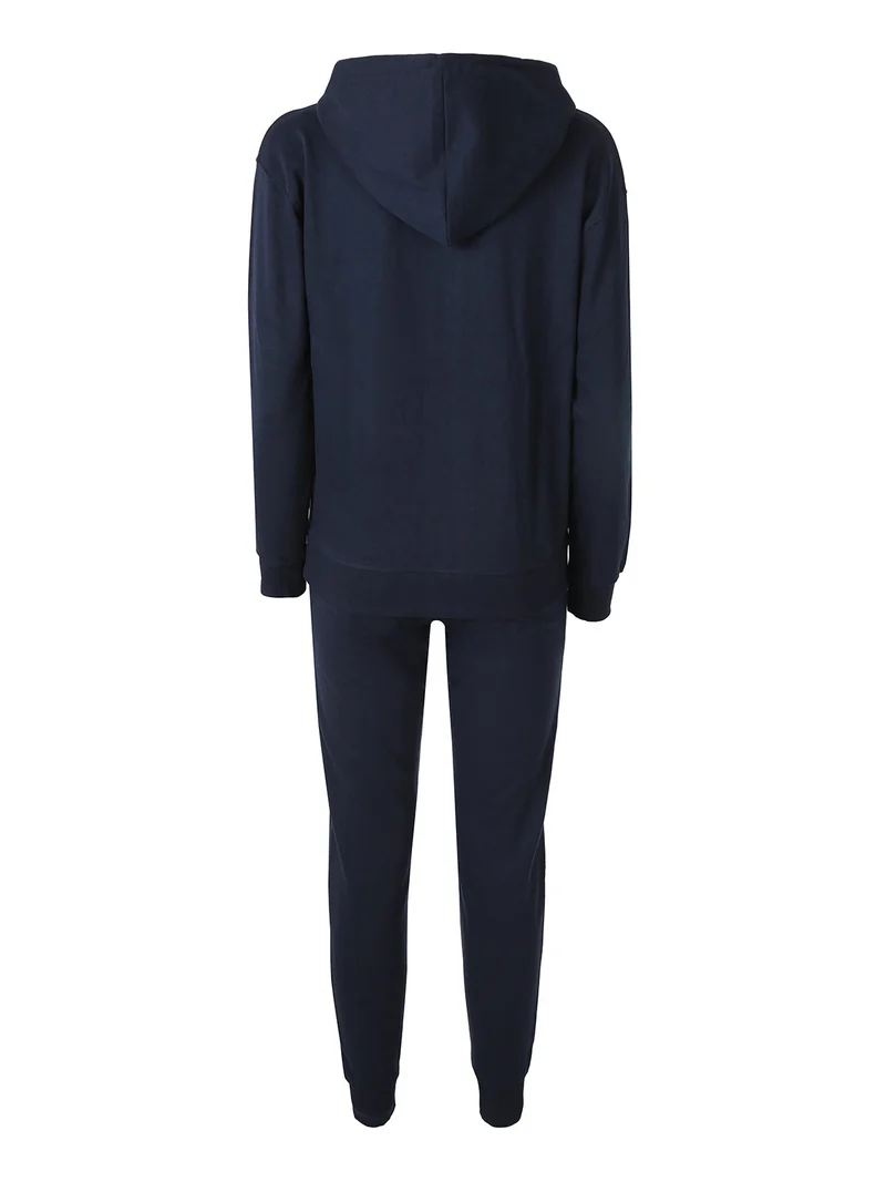 Completo tuta da donna con cappuccio e zip - blu scuro