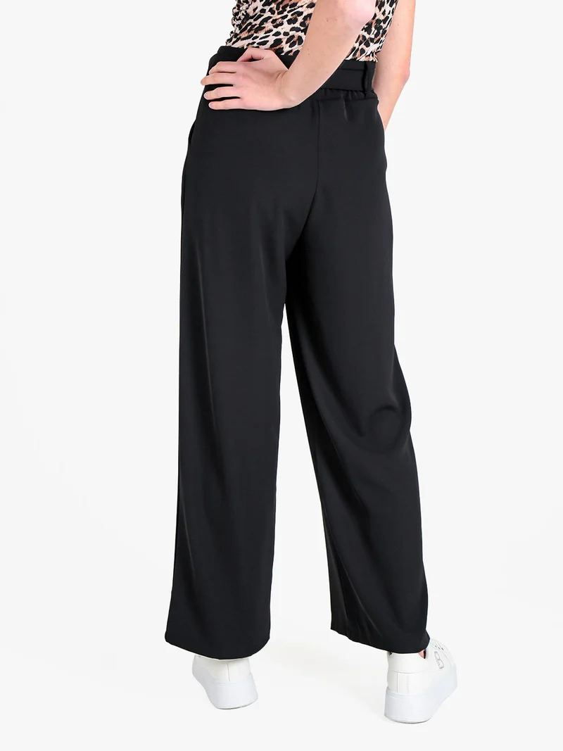 Pantaloni donna a palazzo con cintura - nero