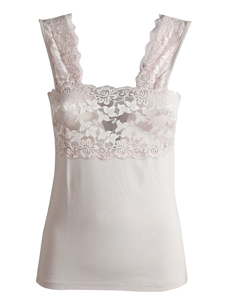 Canotta intima donna con pizzo - sabbia
