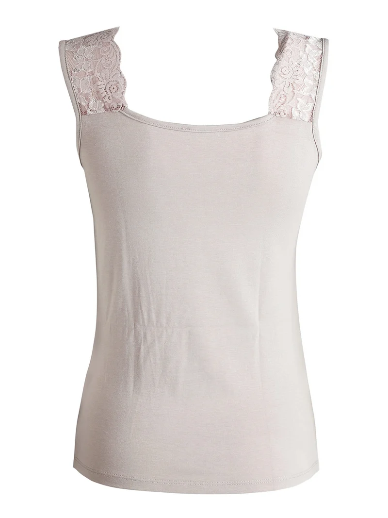 Canotta intima donna con pizzo - sabbia