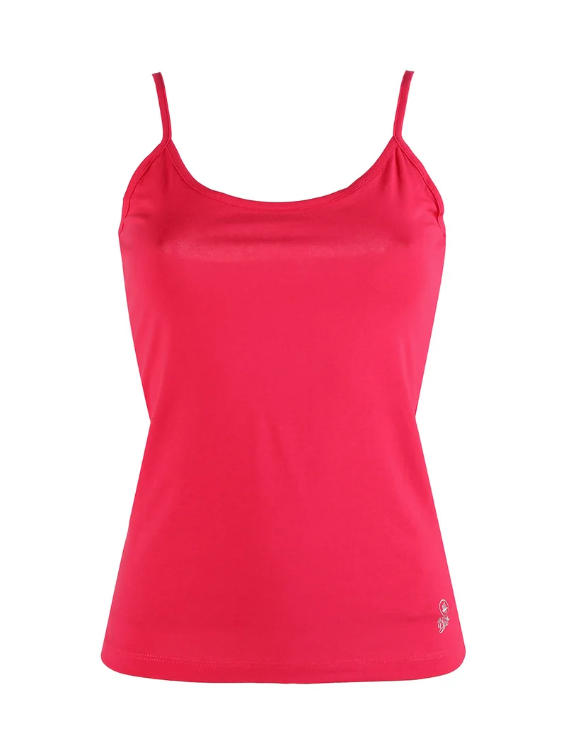 Top donna in cotone con spalline sottili - fucsia