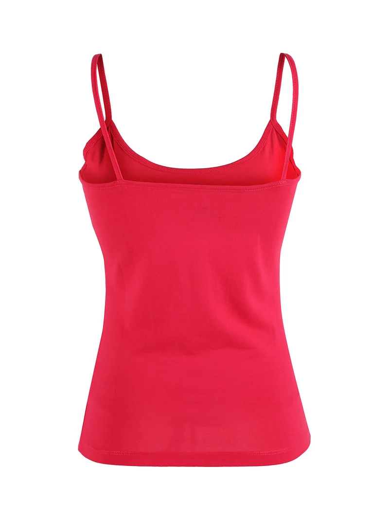 Top donna in cotone con spalline sottili - fucsia