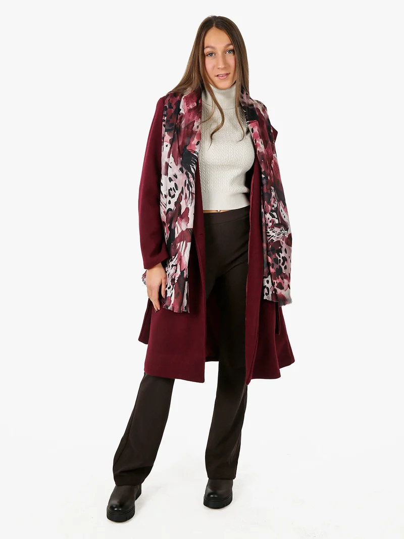 Cappotto donna midi a doppiopetto - bordeaux