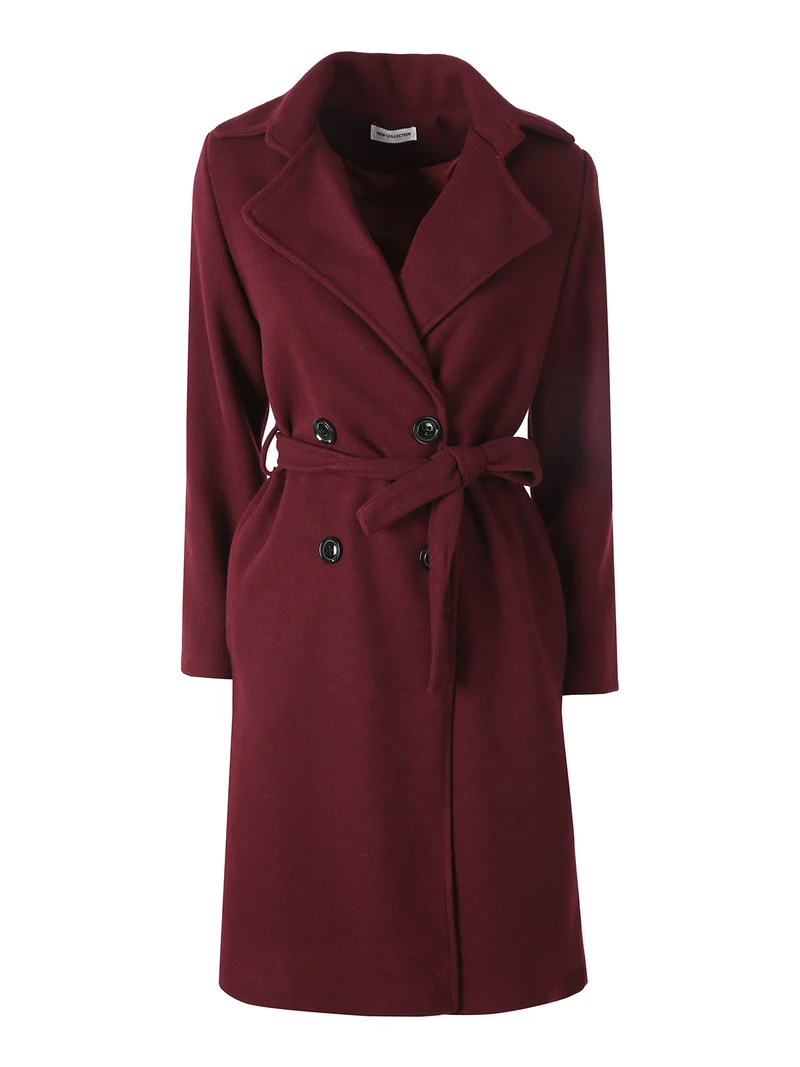 Cappotto donna midi a doppiopetto - bordeaux