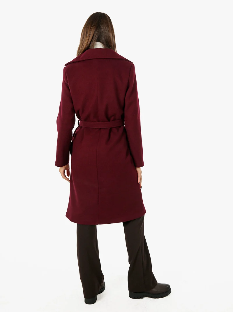 Cappotto donna midi a doppiopetto - bordeaux