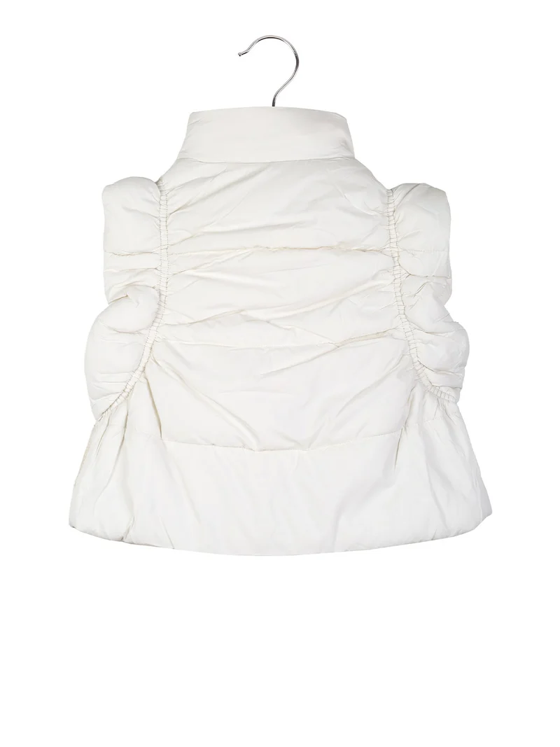 Gilet cropped da bambina imbottito - panna